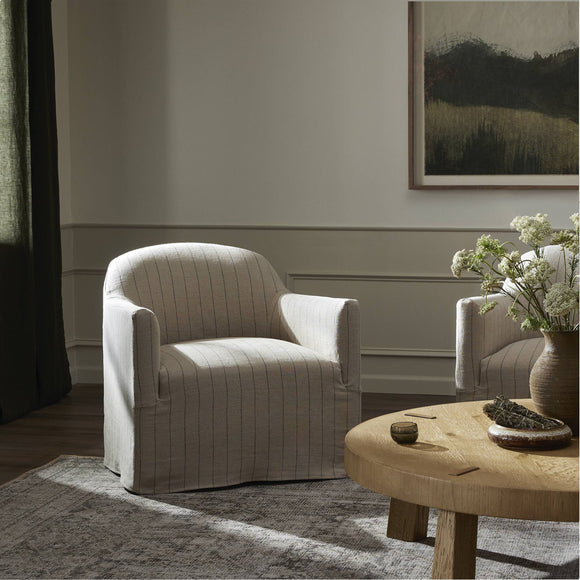 Amber Lewis x Four Hands Lowell Slipcover Swivel Chair