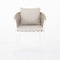 Porto Outdoor Dining Chair  option Faye Sand / White Aluminum / Ivory Rope