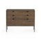 Trey 3-Drawer Nightstand  option Auburn Poplar / Black Leather
