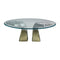 Prego Dining Table  option Bevelled Extraclear Glass Top / Bronzed Gold Leaf
