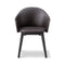 Gomo Wood Base Dining Armchair  option Organic 906 Dark Brown Leather/Black Lacquered Oak