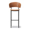 Plan Fully Upholstered Stool  option Max 95 Cognac Leather / Black Steel