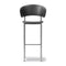 Plan Fully Upholstered Stool  option Omni 301 Black Leather / Brushed Steel