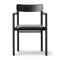 Post Upholstered Dining Armchair  option Black Lacquered / 301 Black Omni Leather