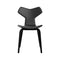 Grand Prix Upholstered Chair with Wood Base  option Essential Black Leather / Black