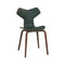 Grand Prix Upholstered Chair with Wood Base  option Pure Green Leather / Walnut