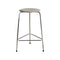High Dot Upholstered Stool  option Lava Leather / Chromed Steel