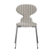 Ant Front Upholstered Dining Chair  option Lacquered Veneer Nine Grey 150/Voulez-Vouz Light Grey and Off-white 004/Chromed Steel - Bright