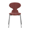 Ant Front Upholstered Dining Chair  option Lacquered Veneer Venetian Red 670/Voulez-Vouz Dark Red and Offwhite 009/Chromed Steel - Bright