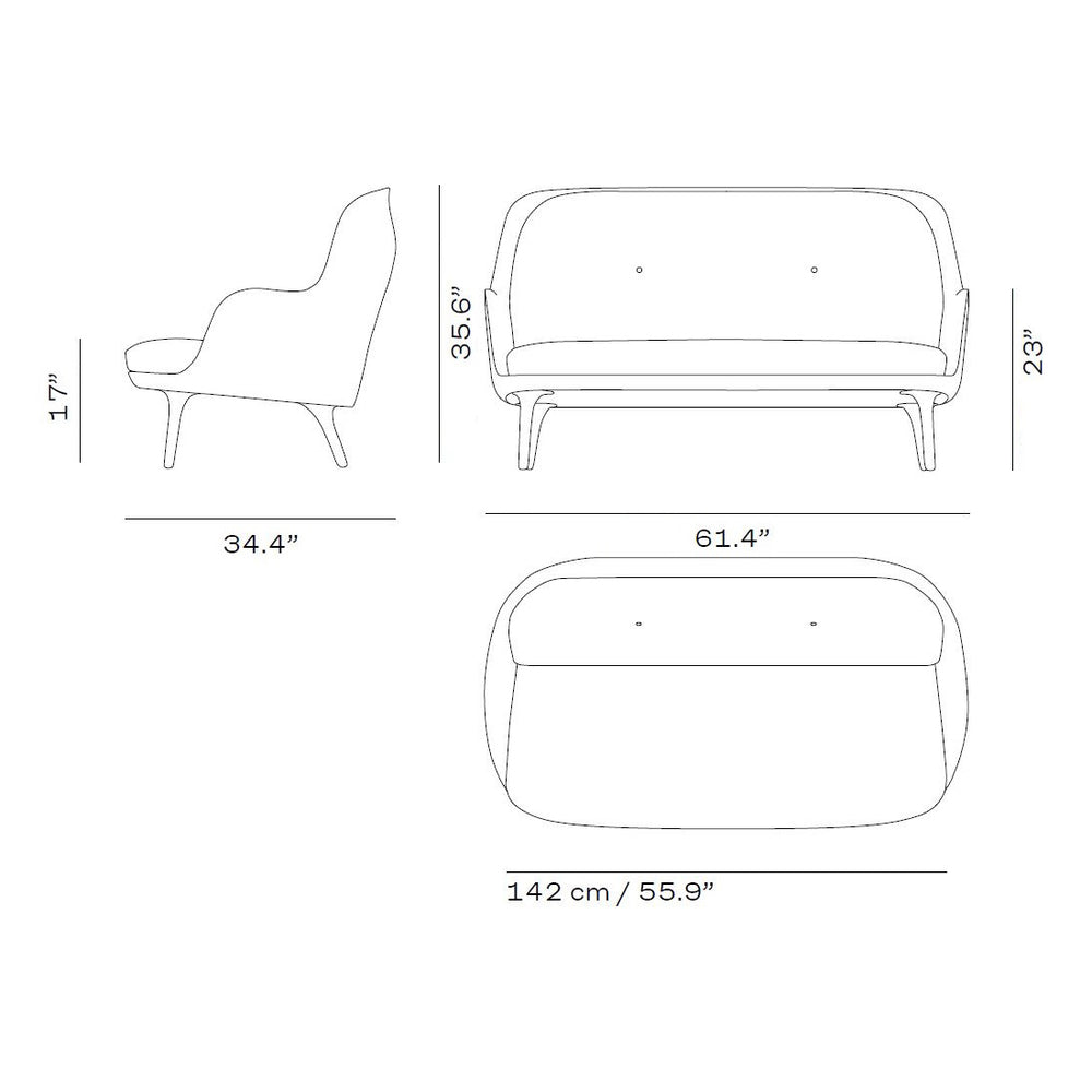 Fri 2-Seater Sofa with Metal Legs
