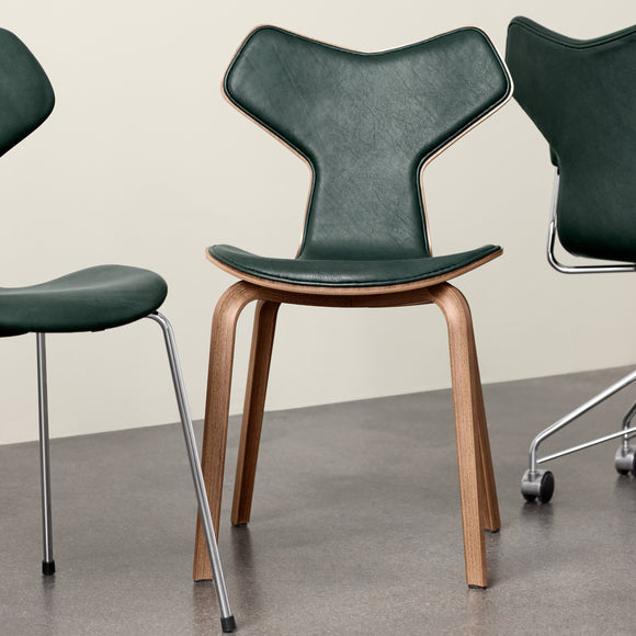 Fritz Hansen Grand Prix Front Upholstered Wood Dining Chair