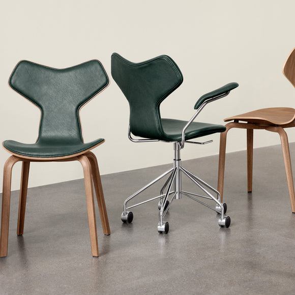 Fritz Hansen Grand Prix Upholstered Chair with Wood Base - 2Modern