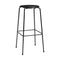 High Dot Upholstered Stool  option Intense Leather Black / Black Powder Coated