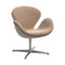 Limited Edition Swan Lounge Chair  option Serpentine Creme/Bronze 0428 with Grace Chestnut Leather Piping