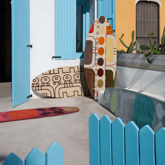 Surf Race Indico Blue Hand Tufted Wool Rug
