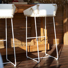 Textile Outdoor High Stool with Backrest