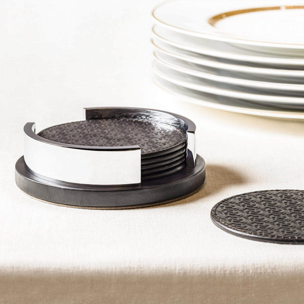 Giobagnara x Elie Saab Monogram Coaster Set with Holder