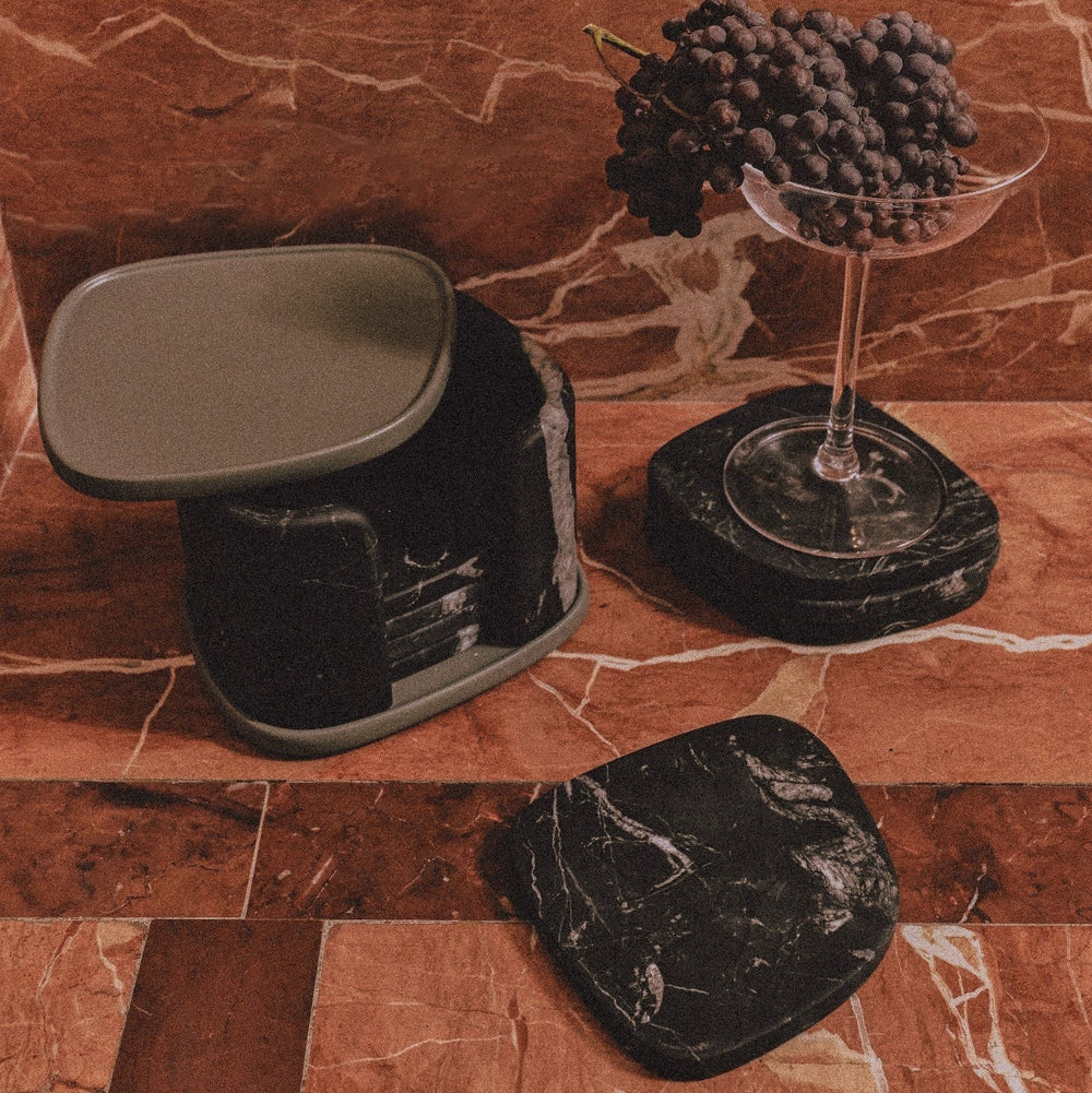 Kelly Wearstler Maris Marble Coaster Set and Holder