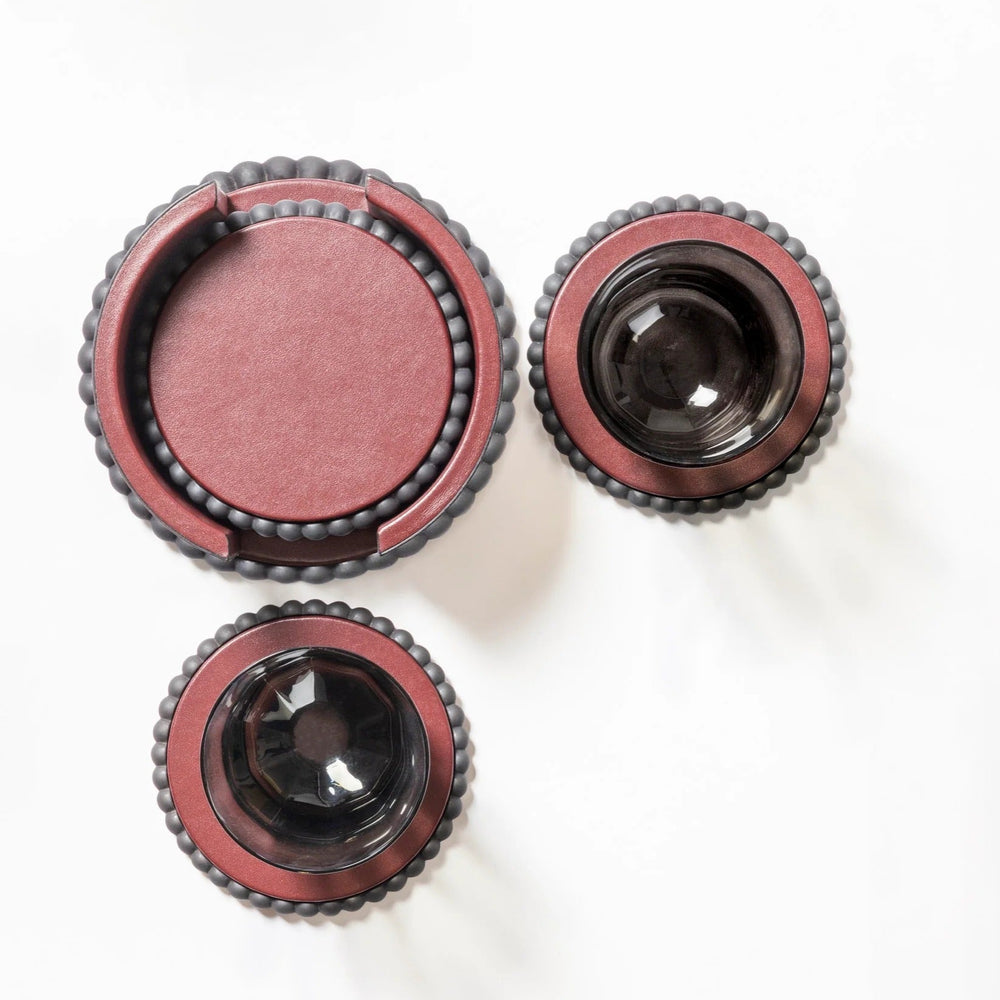 Perla Round Coaster Set and Holder