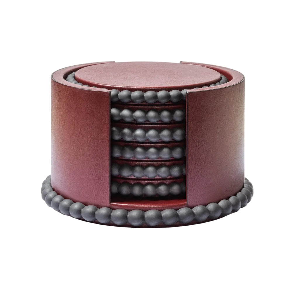 Perla Round Coaster Set and Holder