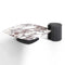 Woody & Mia Table Set  option Calacatta Viola Marble / Black Saddle Leather