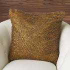 Golden Beaded Throw Pillow