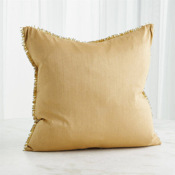 Golden Beaded Throw Pillow
