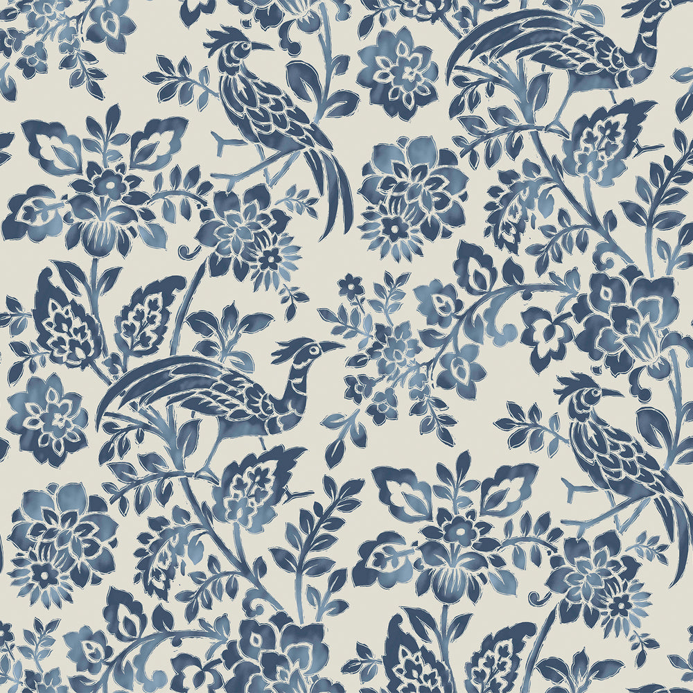 Laura Ashley Adain Palace Dark Seaspray Blue Wallpaper Sample Swatch