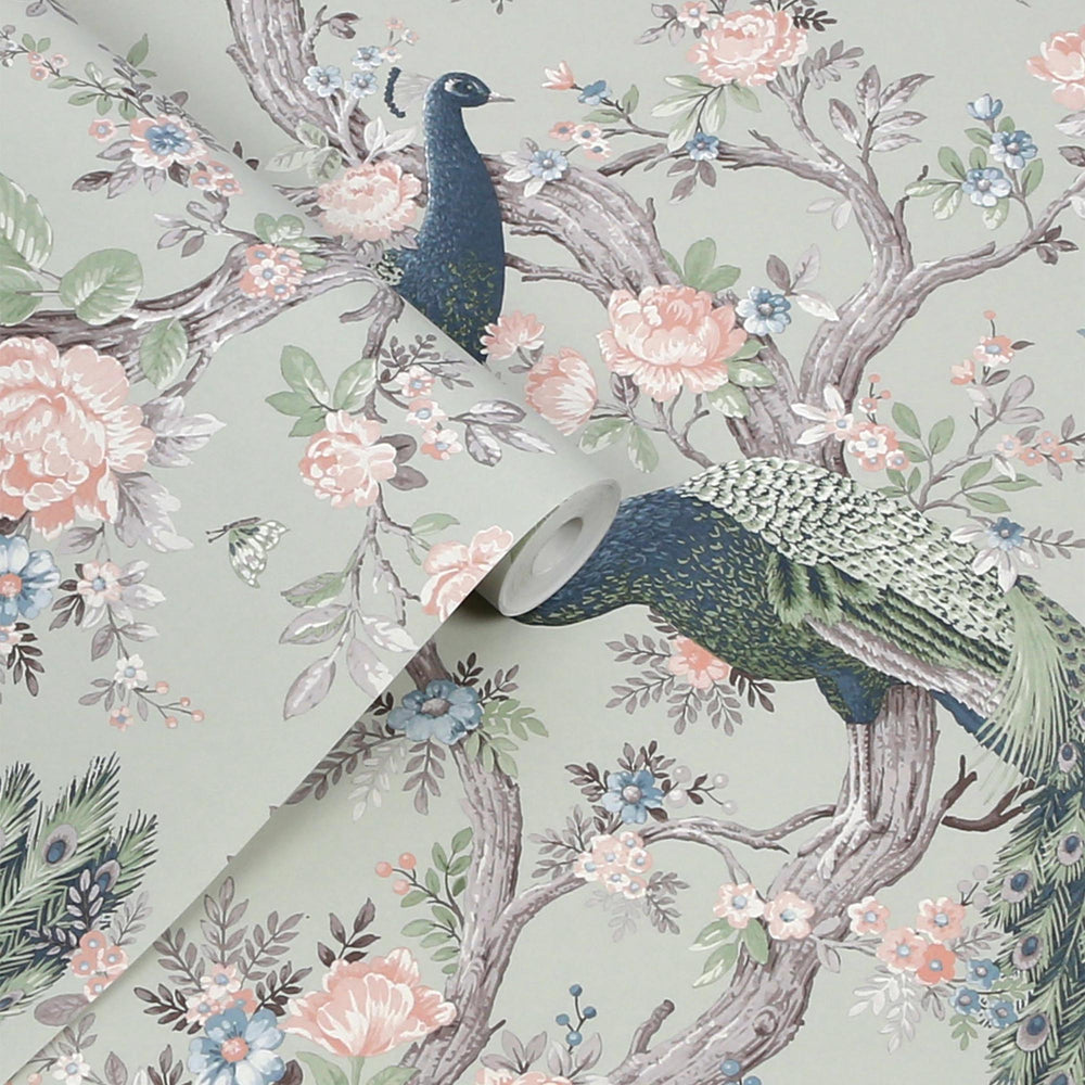 Laura Ashley Belvedere Duck Egg Wallpaper Wallpaper