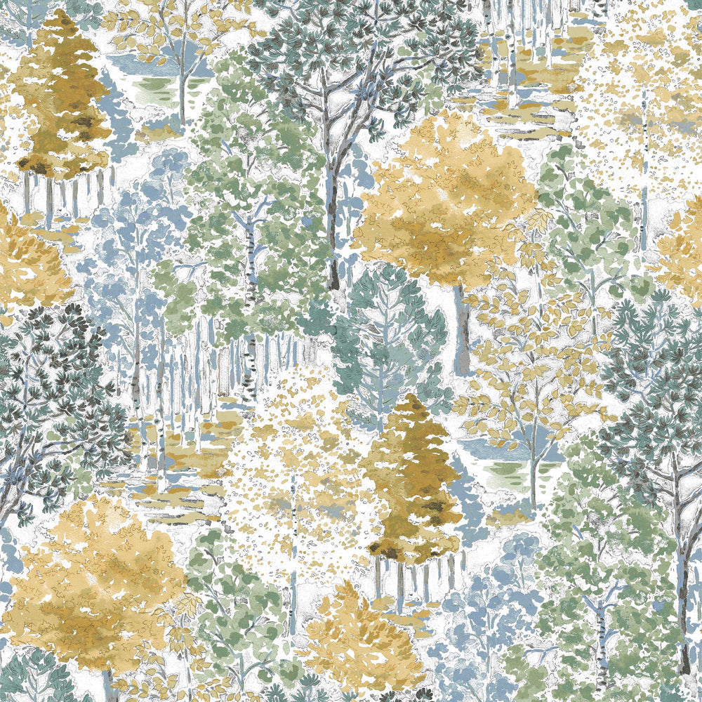 Laura Ashley BERNWOOD WALLPAPER OCHRE YELLOW Wallpaper