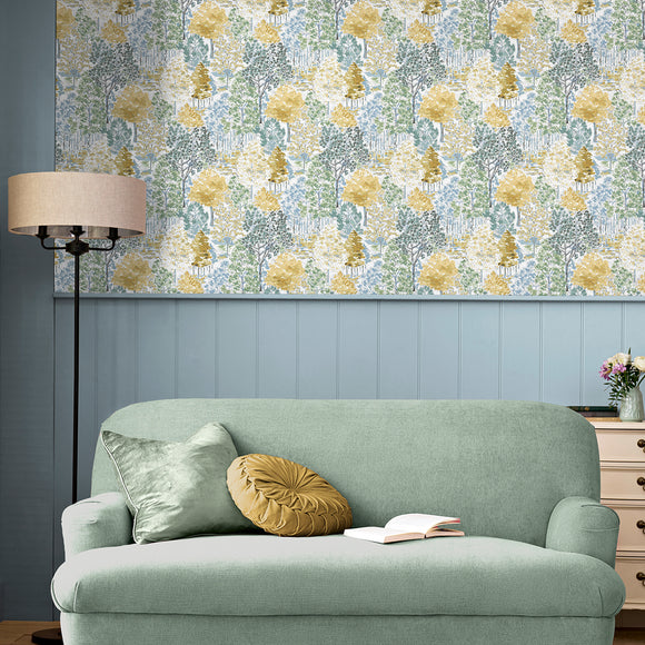 Laura Ashley BERNWOOD WALLPAPER OCHRE YELLOW Wallpaper