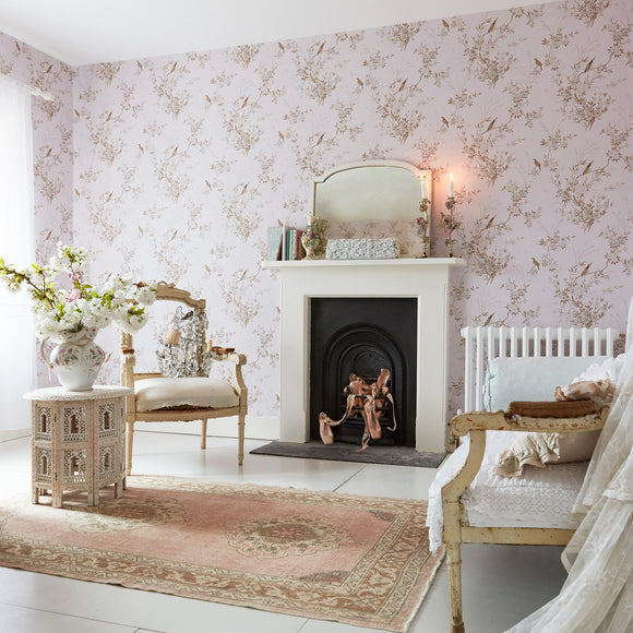 Rachel Ashwell Bird Chinoiserie Blue Gold Wallpaper