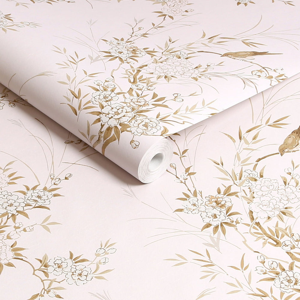 Rachel Ashwell Bird Chinoiserie Blue Gold Wallpaper