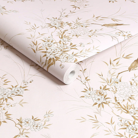 Rachel Ashwell Bird Chinoiserie Blue Gold Wallpaper