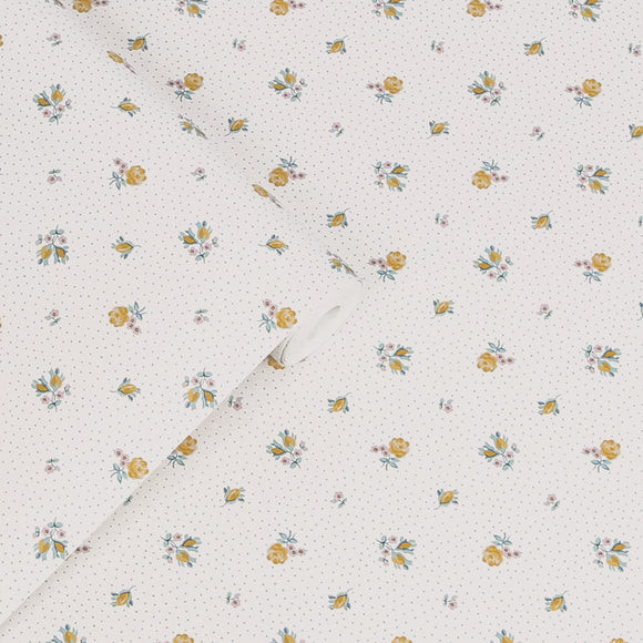 Laura Ashley Claudia’s Friend Wallpaper Pale Ochre Yellow Wallpaper