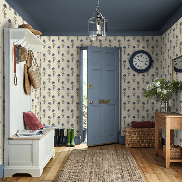 Laura Ashley Dandelion Wallpaper Dusky Seaspray Blue Wallpaper