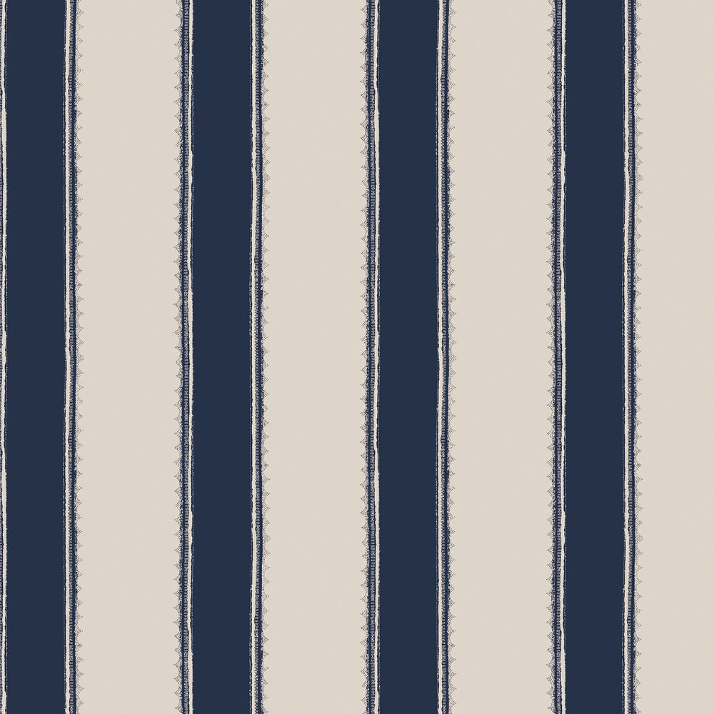 Laura Ashley Denwick Stripe Midnight Seapsray Wallpaper