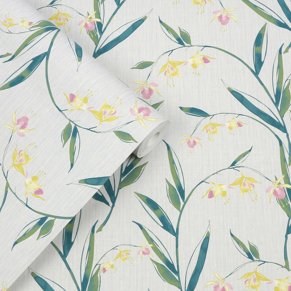 Laura Ashley Fulwell Fuchsia Midnight Seaspray  Wallpaper