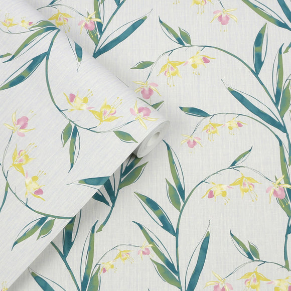 Laura Ashley Laura Ashley Fulwell Fuchsia Midnight Seaspray  Wallpaper