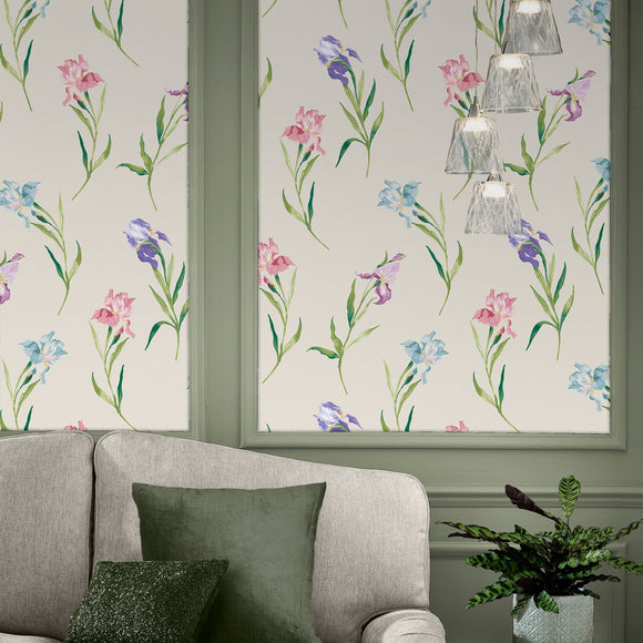 Laura Ashley Laura Ashley Hawling Irises Midnight Seaspray  Wallpaper