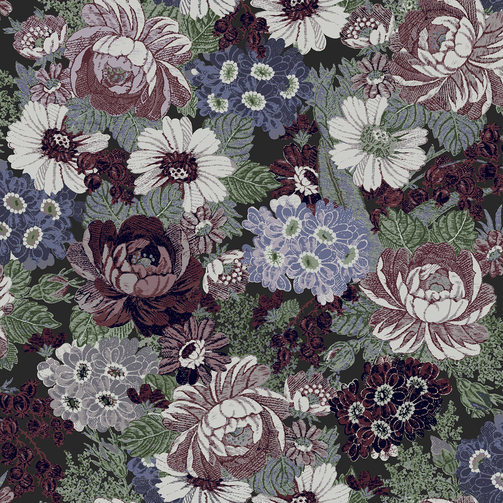 Laura Ashley Honnington Peonies Blackberry Purple Wallpaper Sample Swatch
