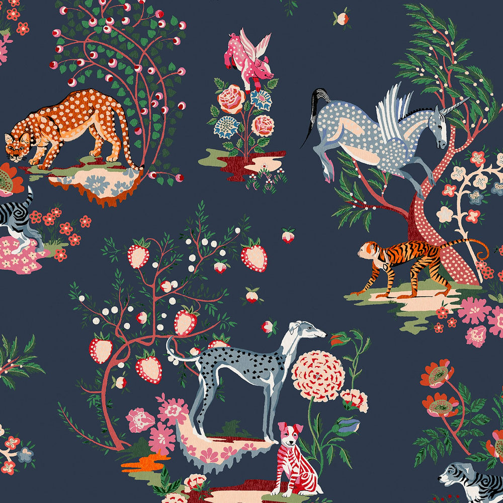 Cath Kidston Painted Kingdom Natural Wallpaper Sample Swatch