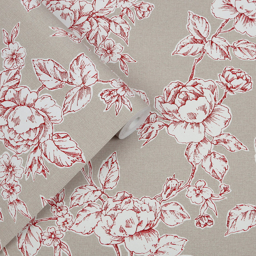 Laura Ashley Pollington Roses Dark Dove Grey  Wallpaper