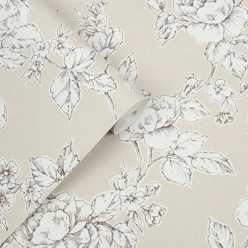 Laura Ashley Pollington Roses Dark Dove Grey  Wallpaper