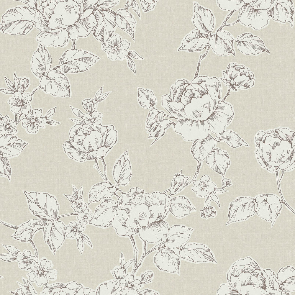 Laura Ashley Pollington Roses Dark Dove Grey  Wallpaper