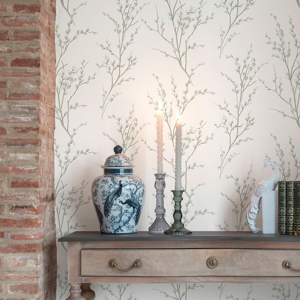 Laura Ashley Pussy Willow Dove Grey Wallpaper