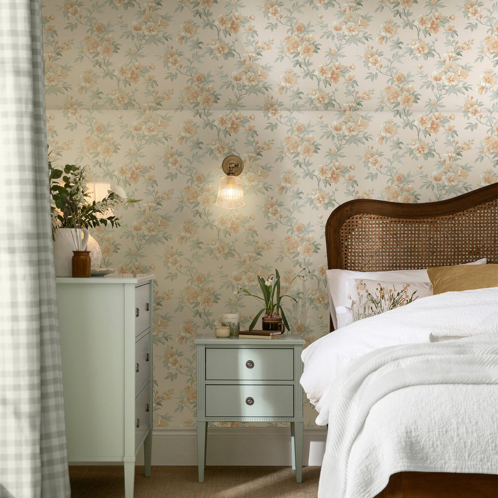 Laura Ashley Rosamund Apricot  Wallpaper