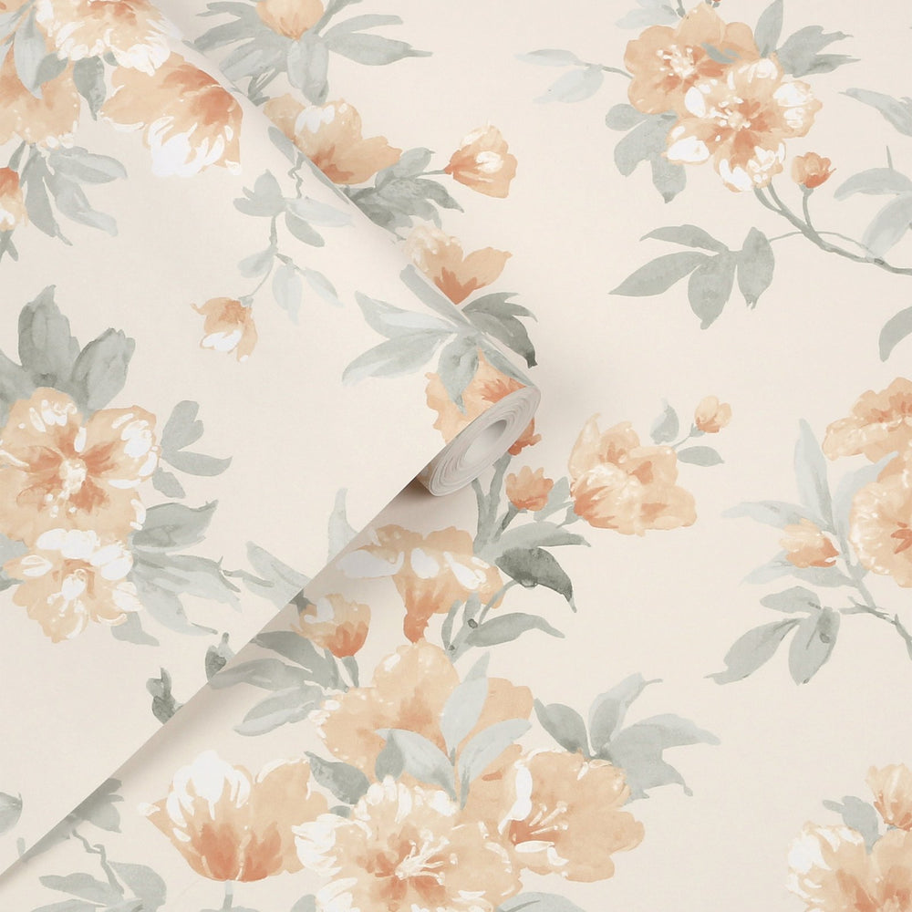 Laura Ashley Rosamund Apricot  Wallpaper