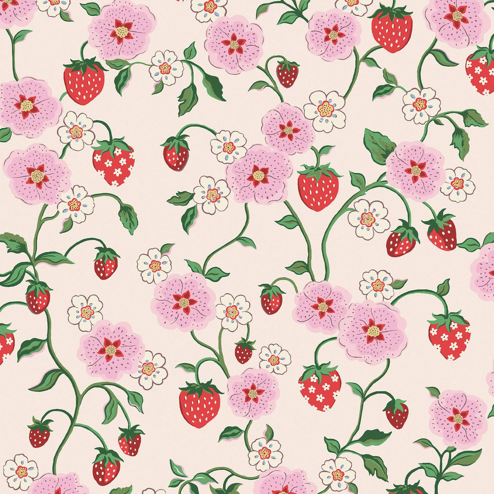 Cath Kidston Strawberry Spring Wallpaper Sample Swatch