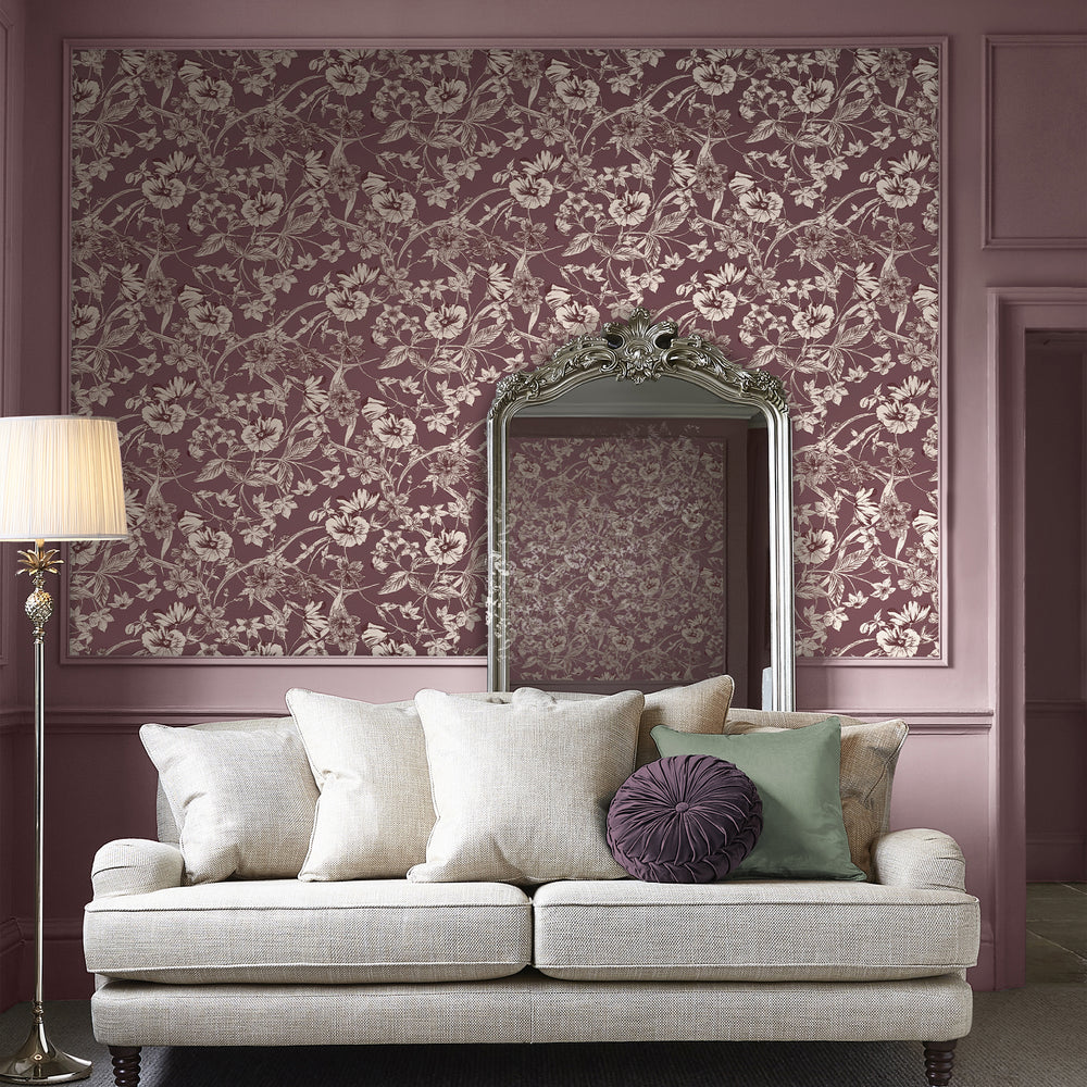 Laura Ashley Summerhill Wallpaper Pale Blackberry Wallpaper